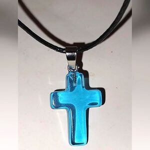 Blue Cross Pendant Necklace